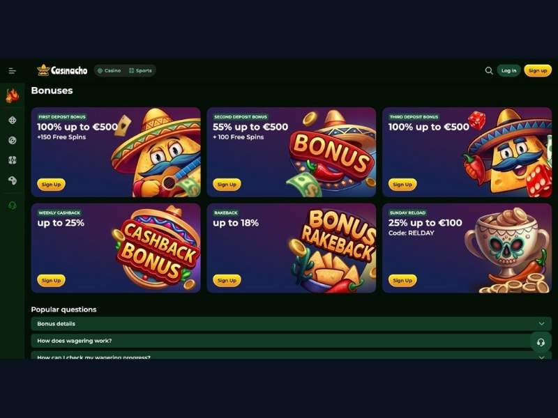 Casinacho Casino (Nacho Casino) bonuses for new Canadian players: which bonus strategy to choose on the first deposit