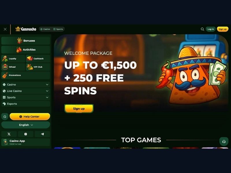 Catalogue and full offer at Casinacho Casino Nacho Casino for new Canadian players